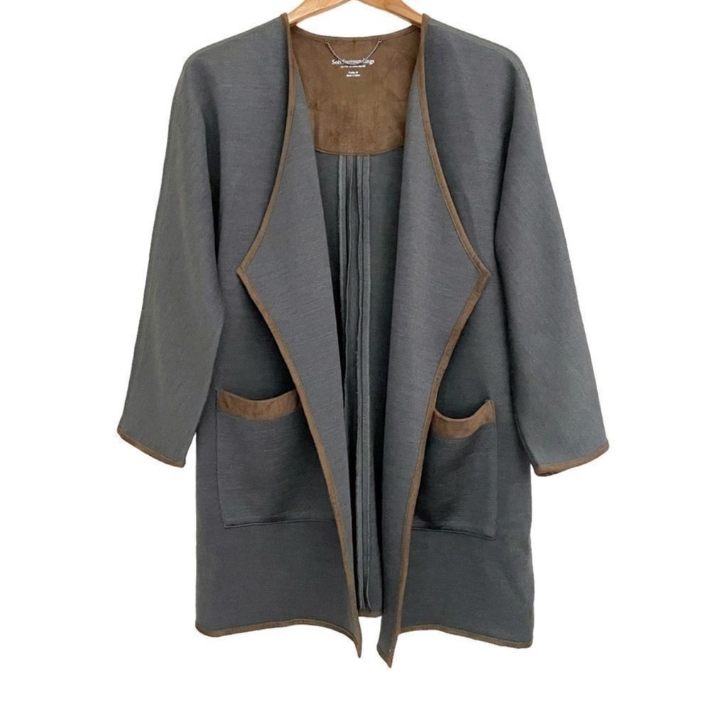 Soft Surroundings Green Open Front Cardigan Telluride Duster size Medium